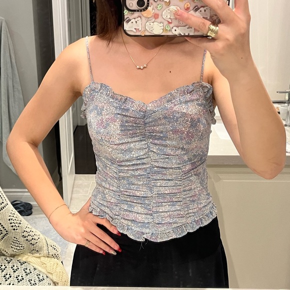 floral corset style ruched top - Picture 2 of 6